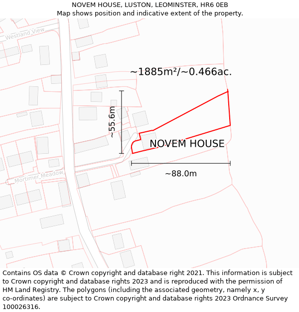 NOVEM HOUSE, LUSTON, LEOMINSTER, HR6 0EB: Plot and title map
