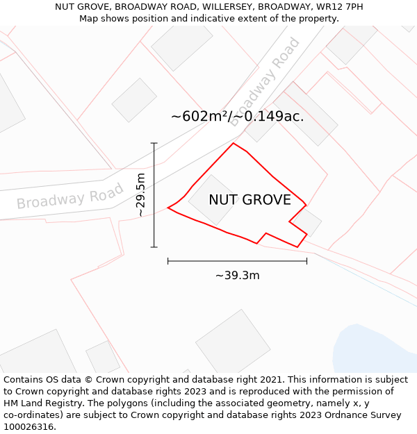 NUT GROVE, BROADWAY ROAD, WILLERSEY, BROADWAY, WR12 7PH: Plot and title map