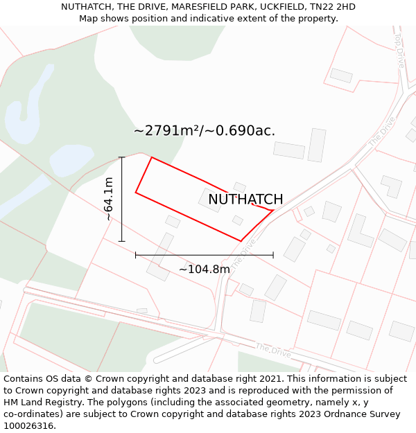 NUTHATCH, THE DRIVE, MARESFIELD PARK, UCKFIELD, TN22 2HD: Plot and title map