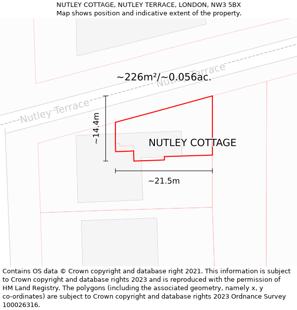 NUTLEY COTTAGE, NUTLEY TERRACE, LONDON, NW3 5BX: Plot and title map