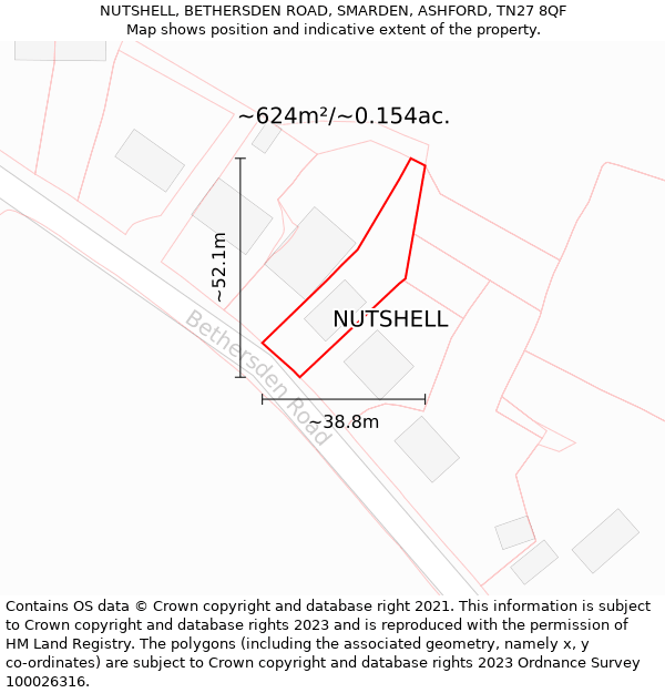 NUTSHELL, BETHERSDEN ROAD, SMARDEN, ASHFORD, TN27 8QF: Plot and title map