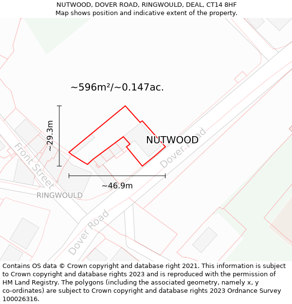 NUTWOOD, DOVER ROAD, RINGWOULD, DEAL, CT14 8HF: Plot and title map