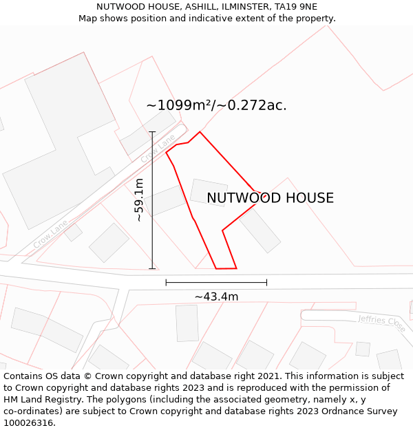 NUTWOOD HOUSE, ASHILL, ILMINSTER, TA19 9NE: Plot and title map