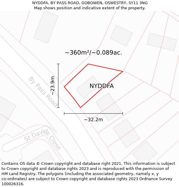 NYDDFA, BY PASS ROAD, GOBOWEN, OSWESTRY, SY11 3NG: Plot and title map