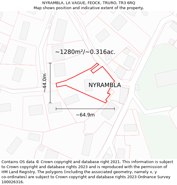 NYRAMBLA, LA VAGUE, FEOCK, TRURO, TR3 6RQ: Plot and title map