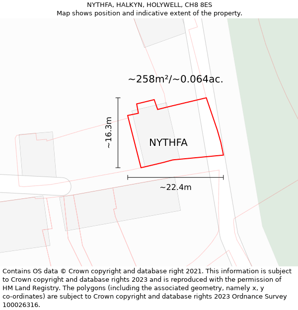 NYTHFA, HALKYN, HOLYWELL, CH8 8ES: Plot and title map