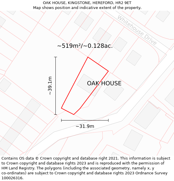 OAK HOUSE, KINGSTONE, HEREFORD, HR2 9ET: Plot and title map