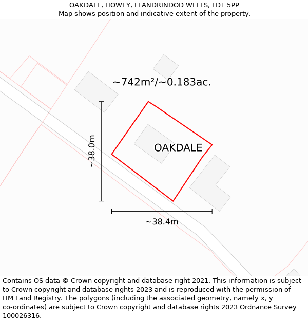 OAKDALE, HOWEY, LLANDRINDOD WELLS, LD1 5PP: Plot and title map