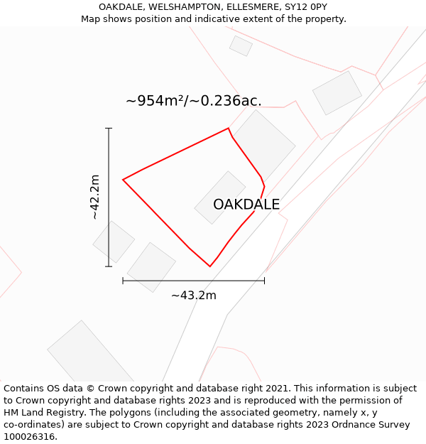 OAKDALE, WELSHAMPTON, ELLESMERE, SY12 0PY: Plot and title map