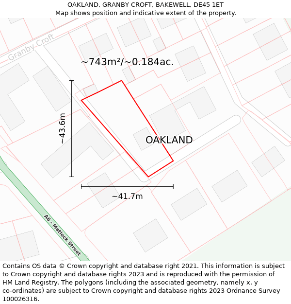 OAKLAND, GRANBY CROFT, BAKEWELL, DE45 1ET: Plot and title map
