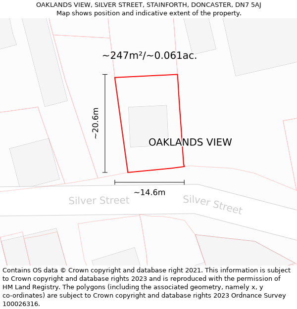 OAKLANDS VIEW, SILVER STREET, STAINFORTH, DONCASTER, DN7 5AJ: Plot and title map