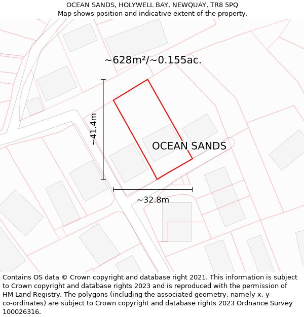 OCEAN SANDS, HOLYWELL BAY, NEWQUAY, TR8 5PQ: Plot and title map