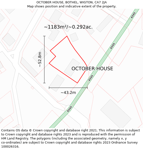 OCTOBER HOUSE, BOTHEL, WIGTON, CA7 2JA: Plot and title map