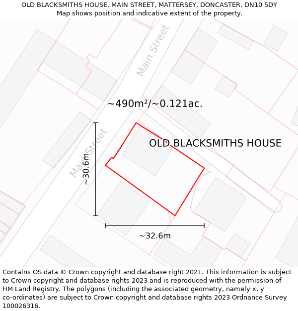 OLD BLACKSMITHS HOUSE, MAIN STREET, MATTERSEY, DONCASTER, DN10 5DY: Plot and title map