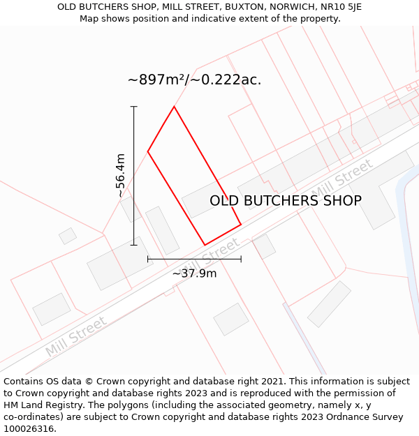 OLD BUTCHERS SHOP, MILL STREET, BUXTON, NORWICH, NR10 5JE: Plot and title map