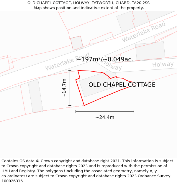 OLD CHAPEL COTTAGE, HOLWAY, TATWORTH, CHARD, TA20 2SS: Plot and title map