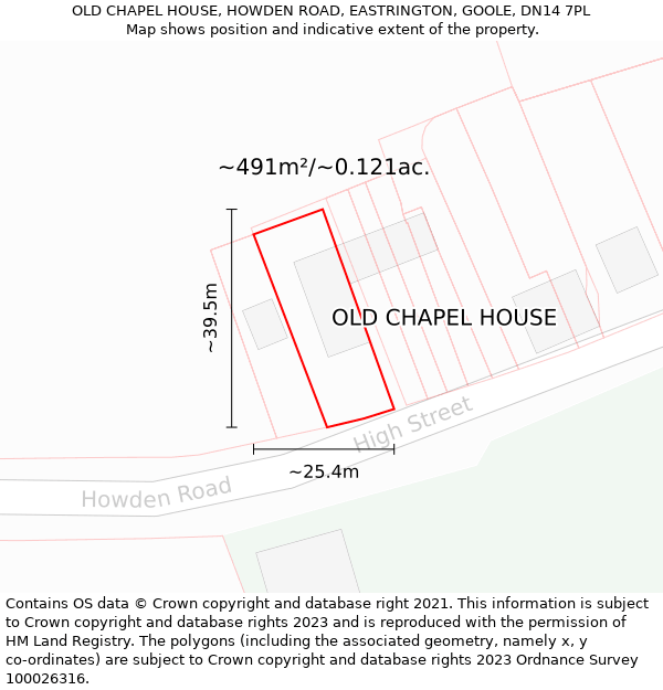 OLD CHAPEL HOUSE, HOWDEN ROAD, EASTRINGTON, GOOLE, DN14 7PL: Plot and title map