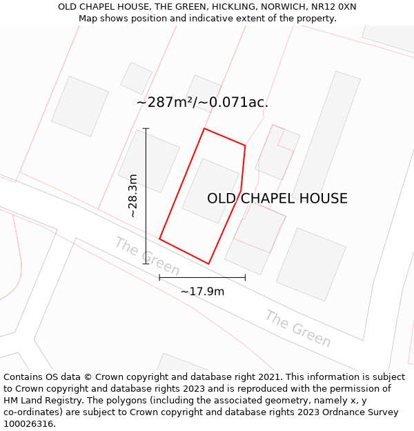 OLD CHAPEL HOUSE, THE GREEN, HICKLING, NORWICH, NR12 0XN: Plot and title map