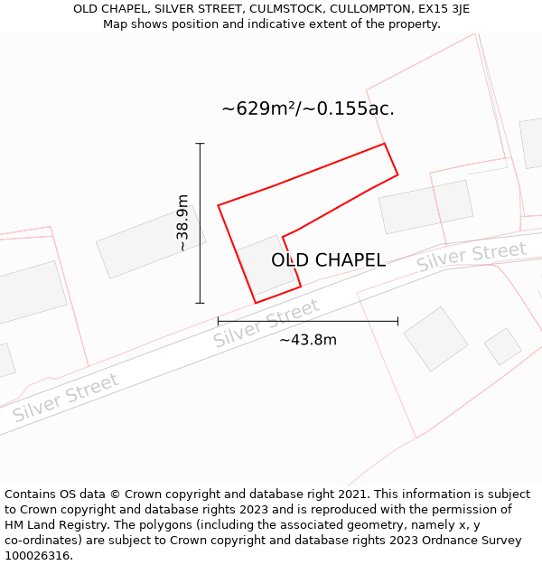 OLD CHAPEL, SILVER STREET, CULMSTOCK, CULLOMPTON, EX15 3JE: Plot and title map