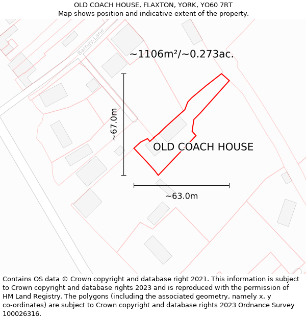 OLD COACH HOUSE, FLAXTON, YORK, YO60 7RT: Plot and title map