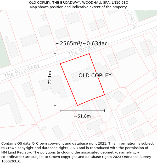 OLD COPLEY, THE BROADWAY, WOODHALL SPA, LN10 6SQ: Plot and title map