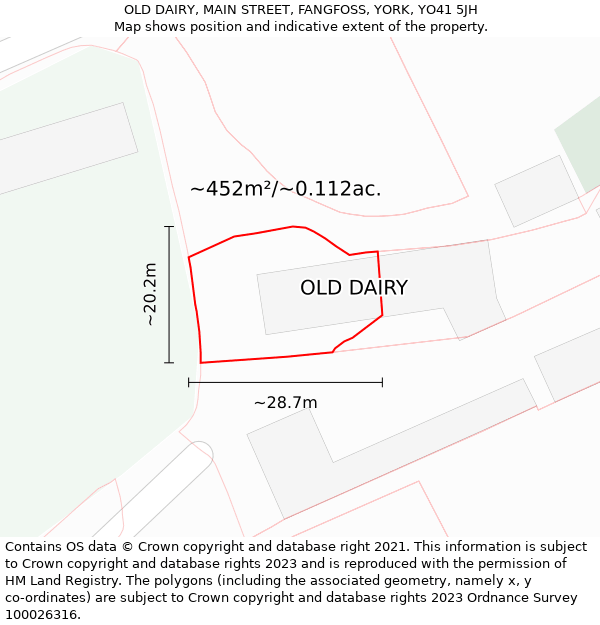 OLD DAIRY, MAIN STREET, FANGFOSS, YORK, YO41 5JH: Plot and title map