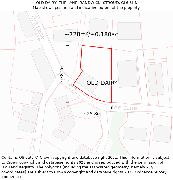OLD DAIRY, THE LANE, RANDWICK, STROUD, GL6 6HN: Plot and title map
