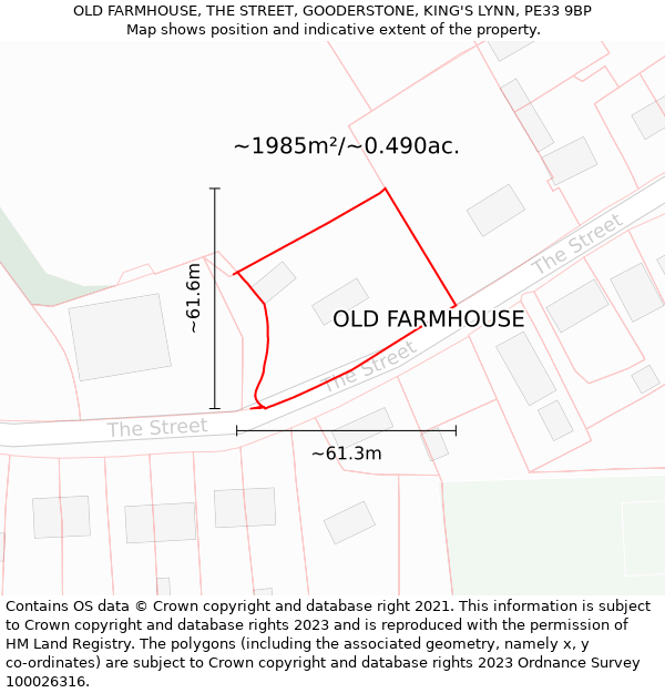 OLD FARMHOUSE, THE STREET, GOODERSTONE, KING'S LYNN, PE33 9BP: Plot and title map