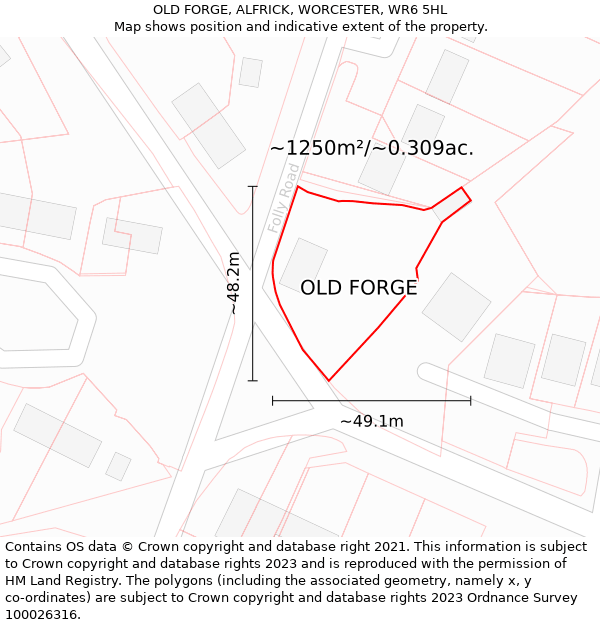 OLD FORGE, ALFRICK, WORCESTER, WR6 5HL: Plot and title map