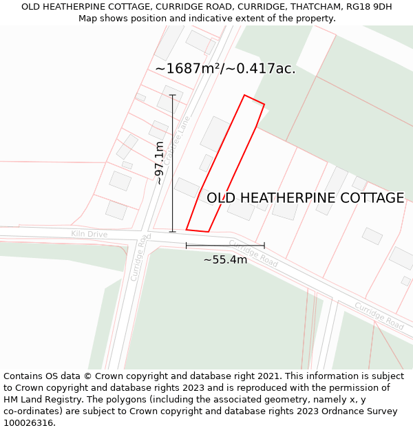 OLD HEATHERPINE COTTAGE, CURRIDGE ROAD, CURRIDGE, THATCHAM, RG18 9DH: Plot and title map