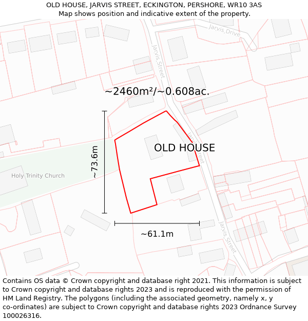 OLD HOUSE, JARVIS STREET, ECKINGTON, PERSHORE, WR10 3AS: Plot and title map