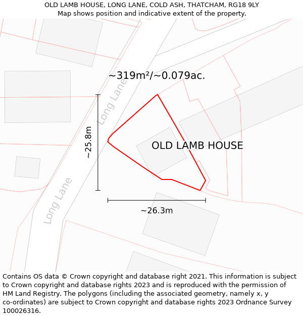OLD LAMB HOUSE, LONG LANE, COLD ASH, THATCHAM, RG18 9LY: Plot and title map