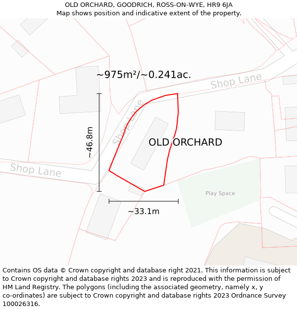 OLD ORCHARD, GOODRICH, ROSS-ON-WYE, HR9 6JA: Plot and title map