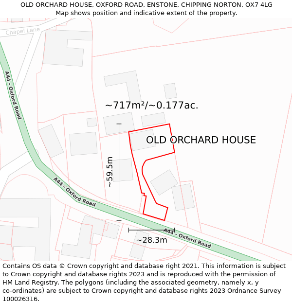 OLD ORCHARD HOUSE, OXFORD ROAD, ENSTONE, CHIPPING NORTON, OX7 4LG: Plot and title map