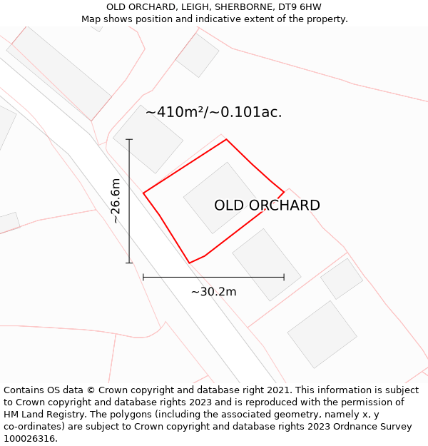 OLD ORCHARD, LEIGH, SHERBORNE, DT9 6HW: Plot and title map