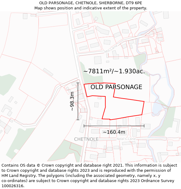 OLD PARSONAGE, CHETNOLE, SHERBORNE, DT9 6PE: Plot and title map