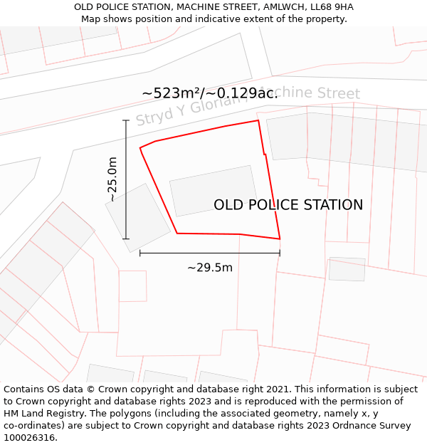 OLD POLICE STATION, MACHINE STREET, AMLWCH, LL68 9HA: Plot and title map