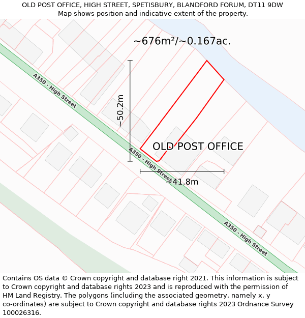 OLD POST OFFICE, HIGH STREET, SPETISBURY, BLANDFORD FORUM, DT11 9DW: Plot and title map