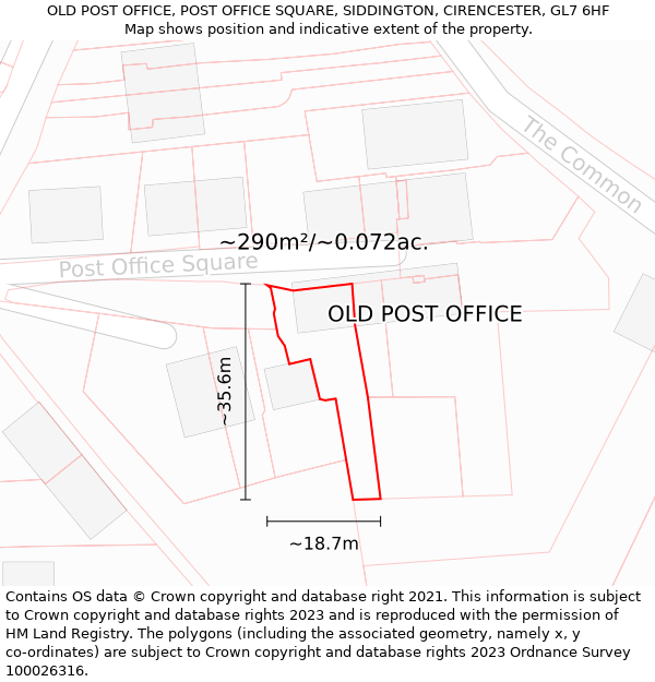 OLD POST OFFICE, POST OFFICE SQUARE, SIDDINGTON, CIRENCESTER, GL7 6HF: Plot and title map