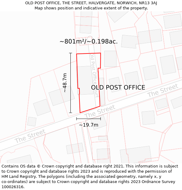 OLD POST OFFICE, THE STREET, HALVERGATE, NORWICH, NR13 3AJ: Plot and title map