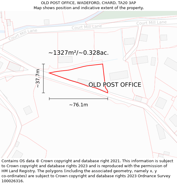 OLD POST OFFICE, WADEFORD, CHARD, TA20 3AP: Plot and title map