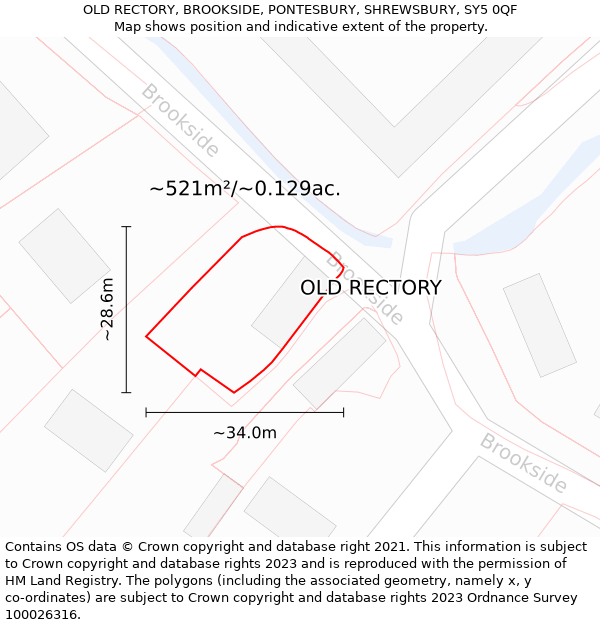 OLD RECTORY, BROOKSIDE, PONTESBURY, SHREWSBURY, SY5 0QF: Plot and title map