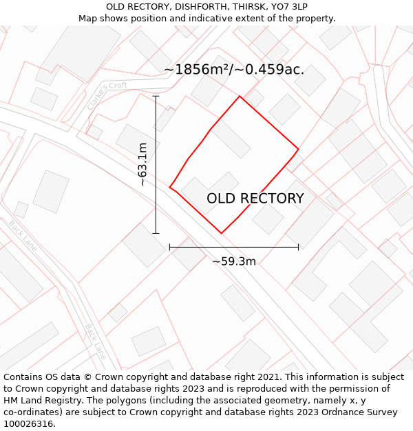 OLD RECTORY, DISHFORTH, THIRSK, YO7 3LP: Plot and title map