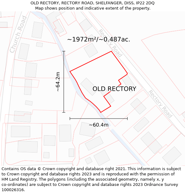 OLD RECTORY, RECTORY ROAD, SHELFANGER, DISS, IP22 2DQ: Plot and title map