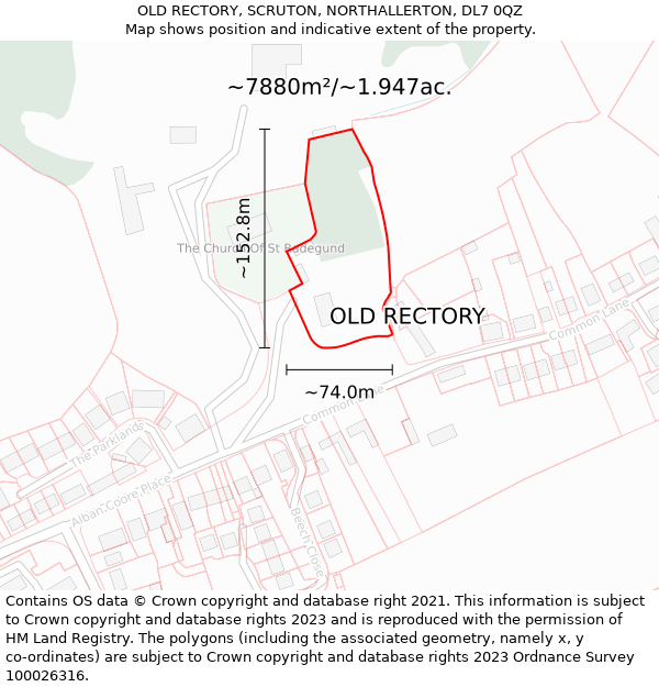 OLD RECTORY, SCRUTON, NORTHALLERTON, DL7 0QZ: Plot and title map