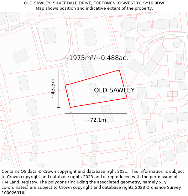 OLD SAWLEY, SILVERDALE DRIVE, TREFONEN, OSWESTRY, SY10 9DW: Plot and title map