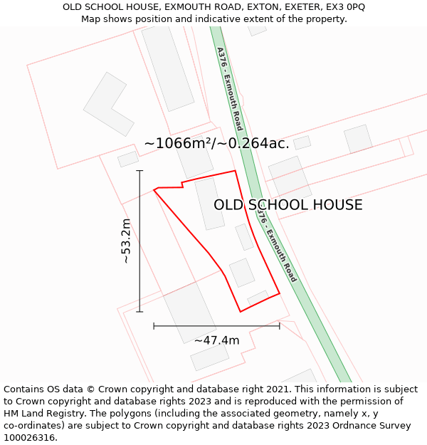 OLD SCHOOL HOUSE, EXMOUTH ROAD, EXTON, EXETER, EX3 0PQ: Plot and title map
