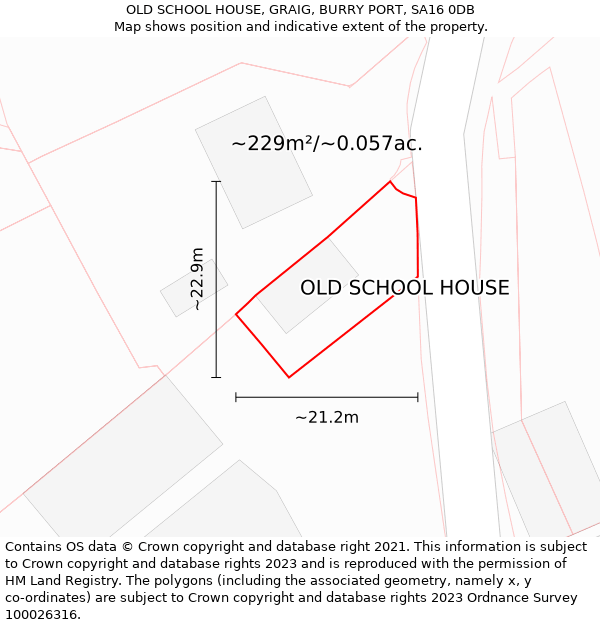 OLD SCHOOL HOUSE, GRAIG, BURRY PORT, SA16 0DB: Plot and title map