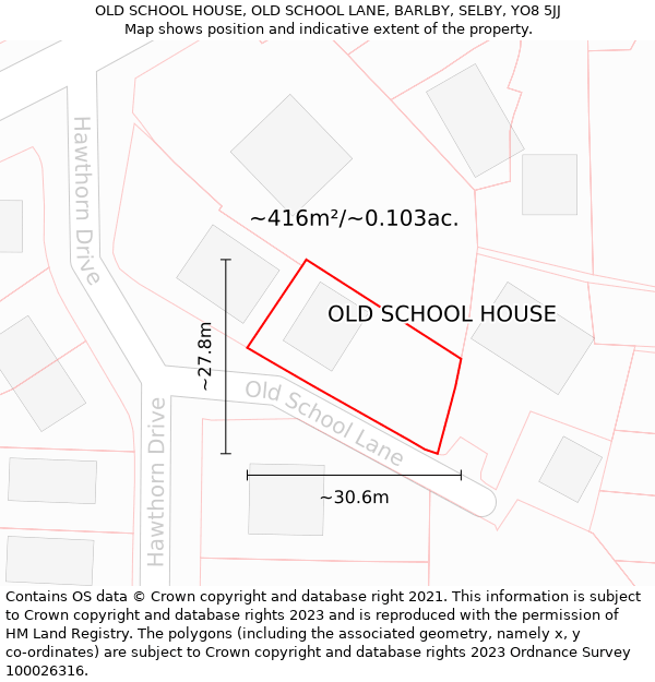 OLD SCHOOL HOUSE, OLD SCHOOL LANE, BARLBY, SELBY, YO8 5JJ: Plot and title map