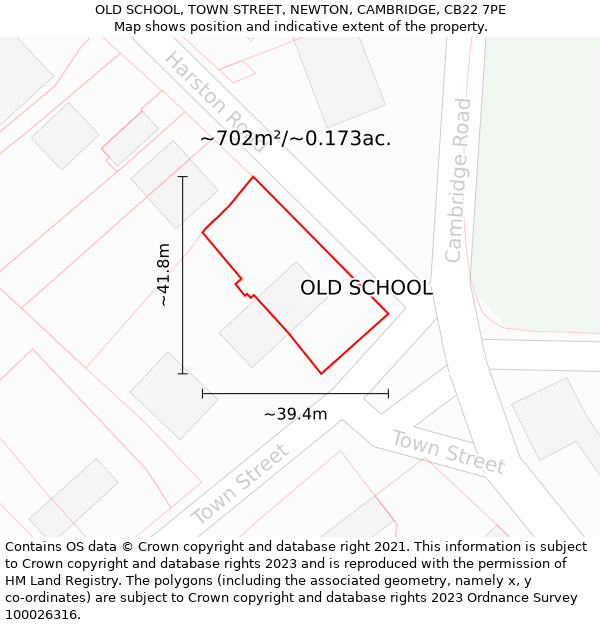 OLD SCHOOL, TOWN STREET, NEWTON, CAMBRIDGE, CB22 7PE: Plot and title map